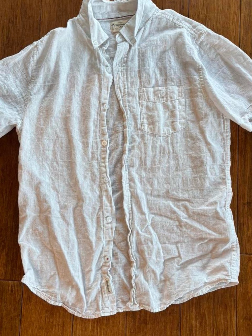 Weatherproof White Linen Button-Down Shirt